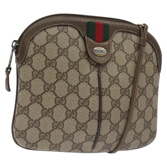GUCCI GG Supreme Web Sherry Line Shoulder Bag PVC Beige 004 02 047 Auth BA3428 - Picture 1 of 16